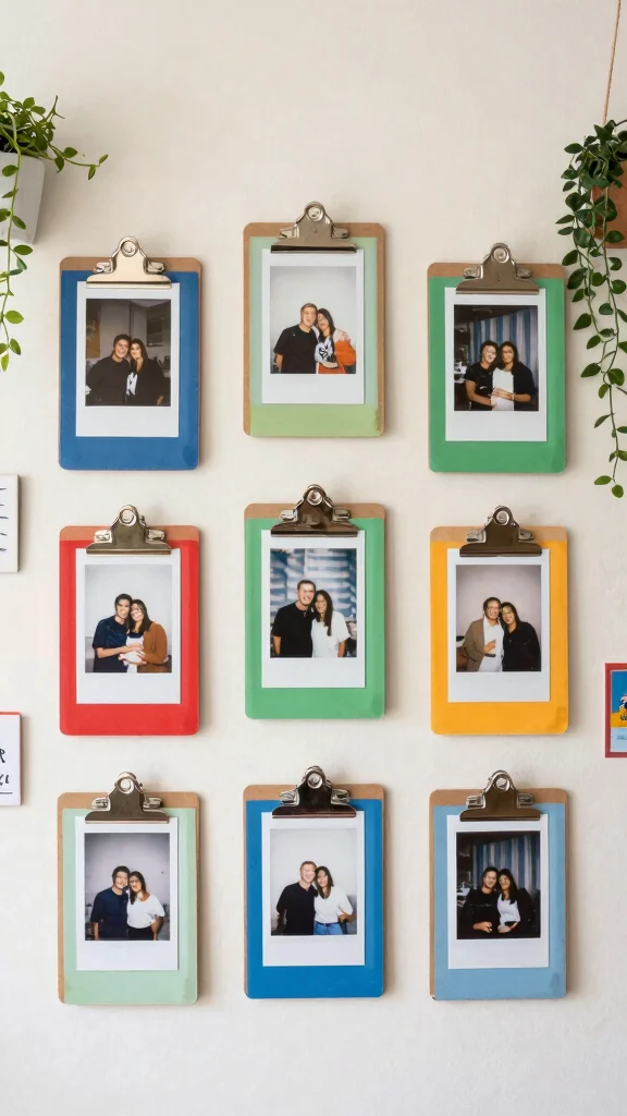 12 Polaroid Picture Frame Ideas for a Fun Nostalgic Photo Display - 12. Customized Clipboards 1