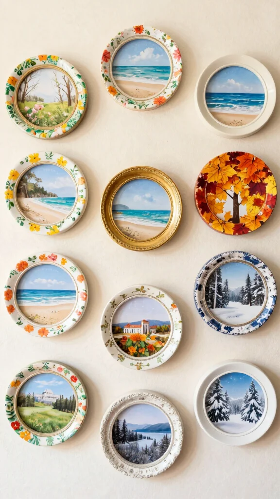 12 Round Picture Frame Ideas for a Soft Sculptural Wall Detail - 12. Seasonal Swaps 1