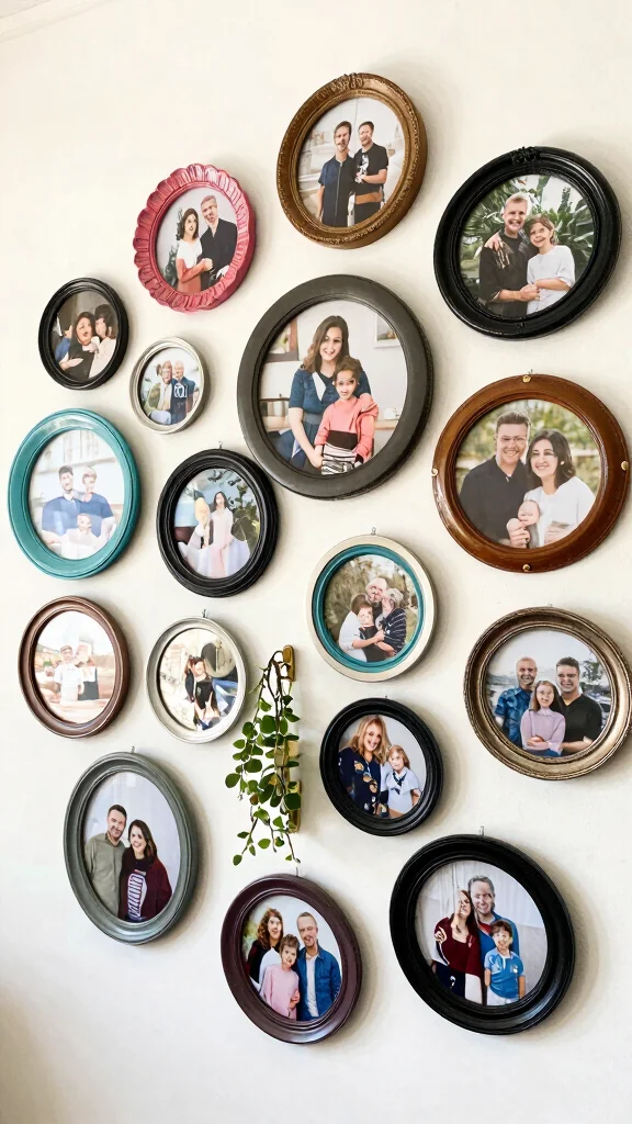 12 Round Picture Frame Ideas for a Soft Sculptural Wall Detail - 4. Gallery Style Grouping 1