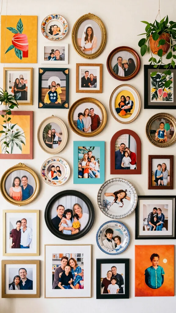 12 Round Picture Frame Ideas for a Soft Sculptural Wall Detail - 5. Artistic Collage 1