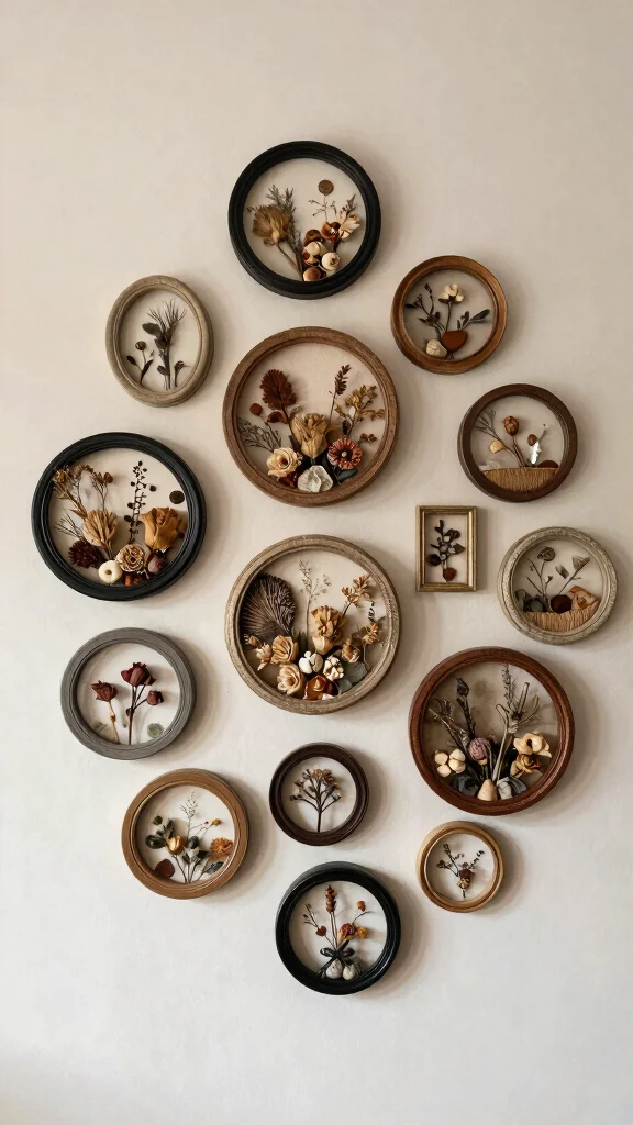 12 Round Picture Frame Ideas for a Soft Sculptural Wall Detail - 8. Mixed Media Artistry 1