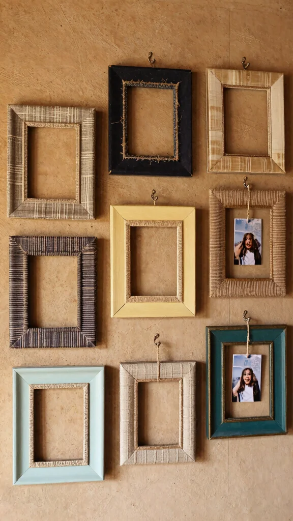 12 Rustic Picture Frame Ideas for a Warm Textured Wall Display - 12. Upcycled Frames with a Twist 1