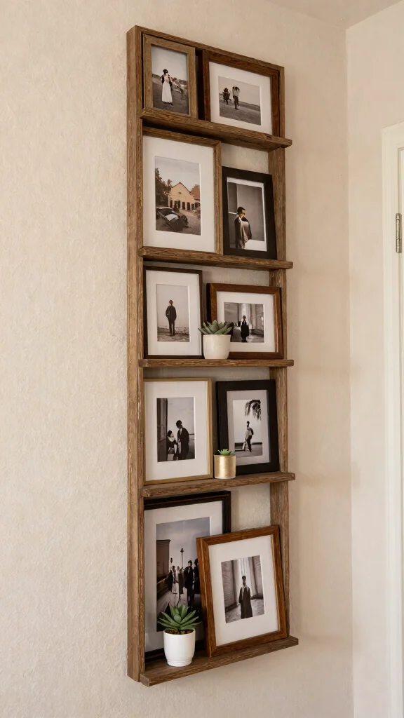 12 Rustic Picture Frame Ideas for a Warm Textured Wall Display - 2. Vertical Frame Stacks 1