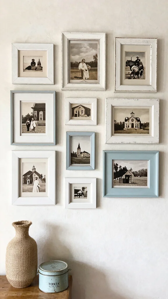 12 Rustic Picture Frame Ideas for a Warm Textured Wall Display - 3. Farmhouse Chic Collage 1