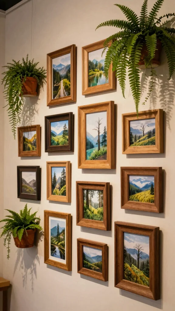 12 Rustic Picture Frame Ideas for a Warm Textured Wall Display - 4. Natural Wood Gallery 1
