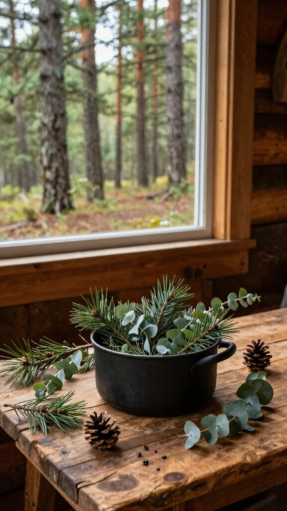 12 Simmer Pot Candle Warmer Ideas for an All-Natural Aromatic Home - 5. Pine and Eucalyptus Refresh 1