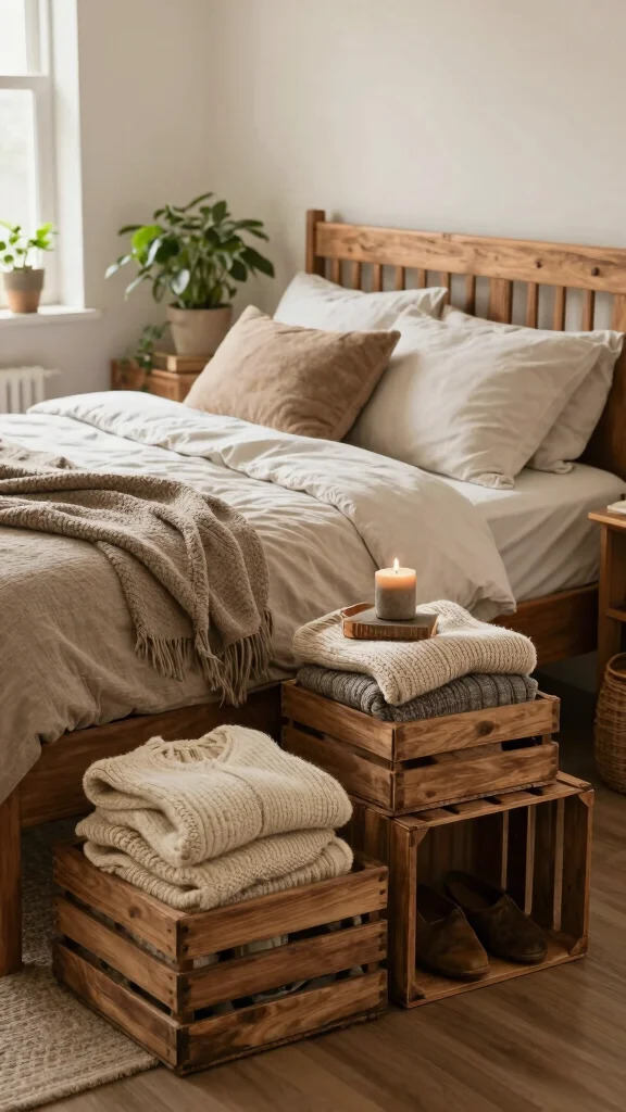 12 Under-Bed Basket Ideas for Hidden Accessible Off-Season Storage - 3. Wooden Crates 1