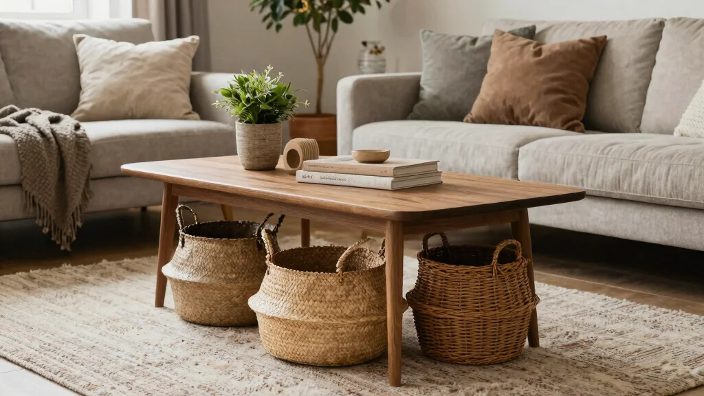12 Under-Coffee Table Basket Ideas for Easy Living Room Storage