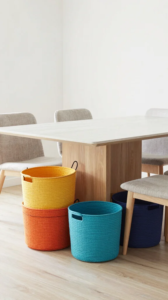 12 Under-Table Basket Ideas for Hidden Storage in Any Room - 5. Stackable Baskets for Space-Saving Solutions 1