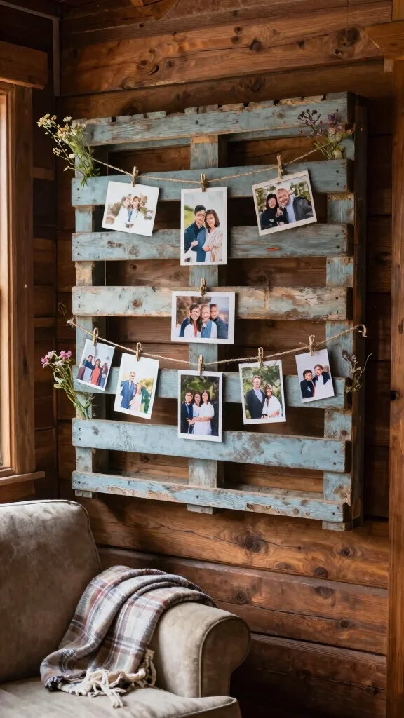 12 Unique Picture Frame Ideas That Stand Out on Any Wall - 5. Repurposed Wooden Pallet Frames 1