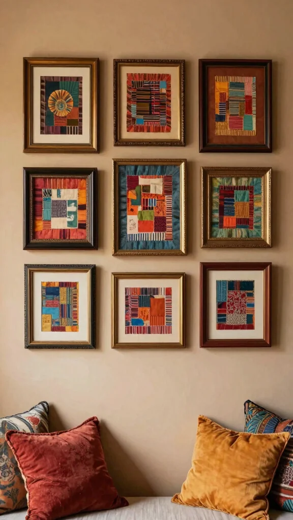 12 Vintage Picture Frame Ideas for Walls, Shelves, and Mantles - 11. Frame a Wall with Fabric 1