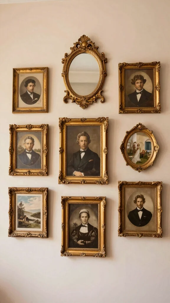 12 Vintage Picture Frame Ideas for a Nostalgic Collected Wall Display - 1. The Classic Gold Frame Ensemble 1