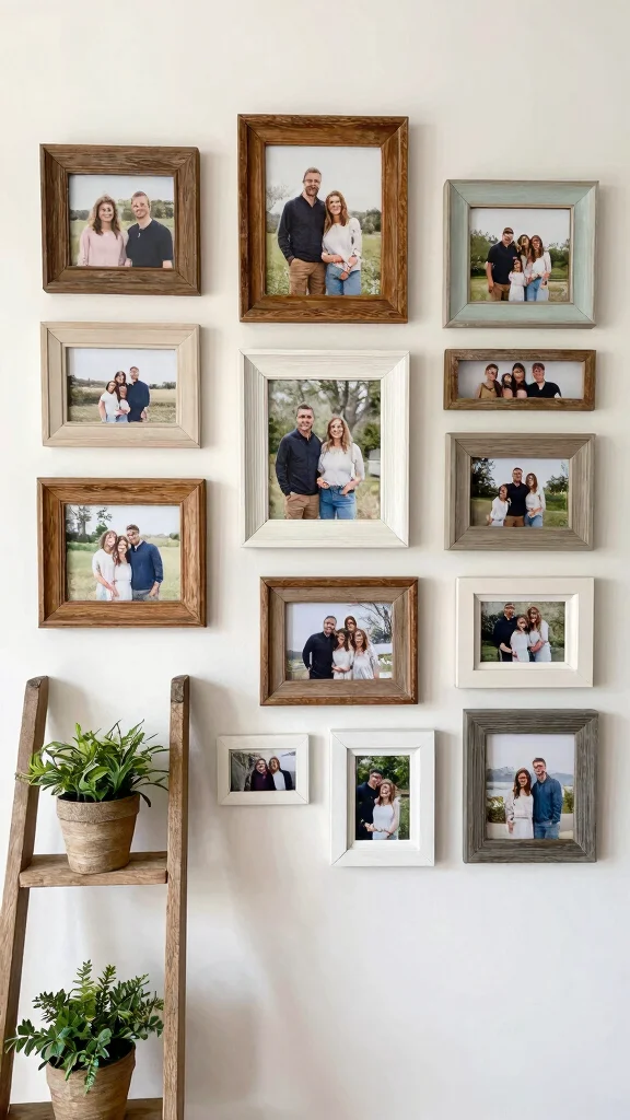 12 Vintage Picture Frame Ideas for a Nostalgic Collected Wall Display - 2. Rustic Wooden Frames for a Farmhouse Feel 1