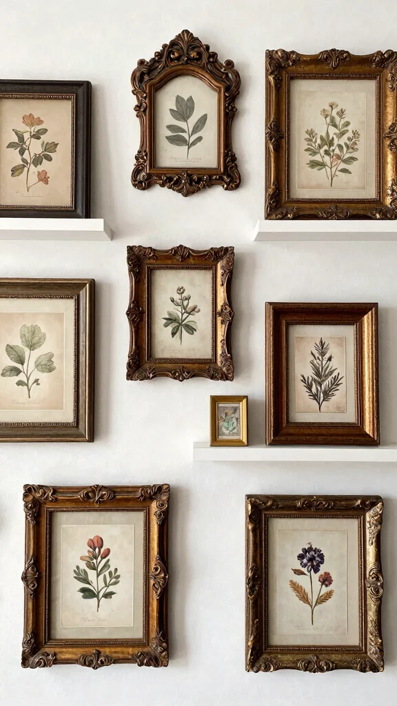 12 Vintage Picture Frame Ideas for a Nostalgic Collected Wall Display - 4. Antique Frame Display with a Timeless Touch 1