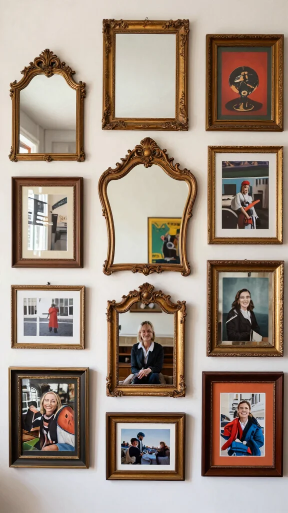 12 Vintage Picture Frame Ideas for a Nostalgic Collected Wall Display - 6. Vintage Mirror Frames with a Reflective Twist 1