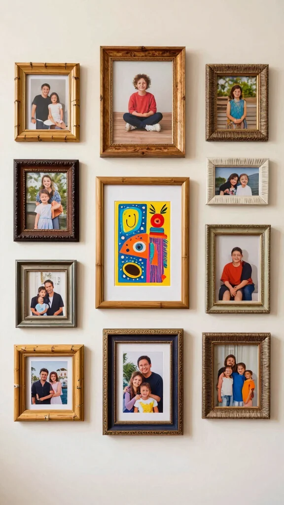 12 Vintage Picture Frame Ideas for a Nostalgic Collected Wall Display - 7. Eclectic Mix of Textured Frames 1