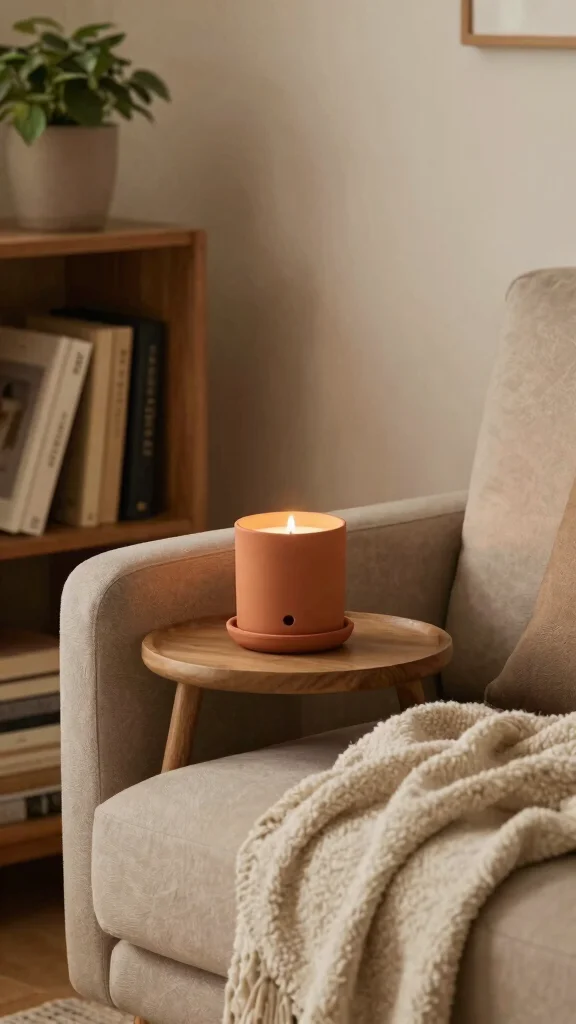 12 Ways to Create Ambiance With Candle Warmers for Every Mood - 1. Cozy Corner with Earthy Tones 1