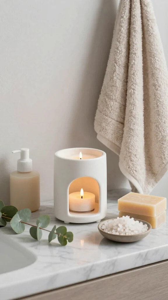 12 Ways to Decorate With Candle Warmers for a Warm Scented Home - 3. Stylish Bathroom Decor 1