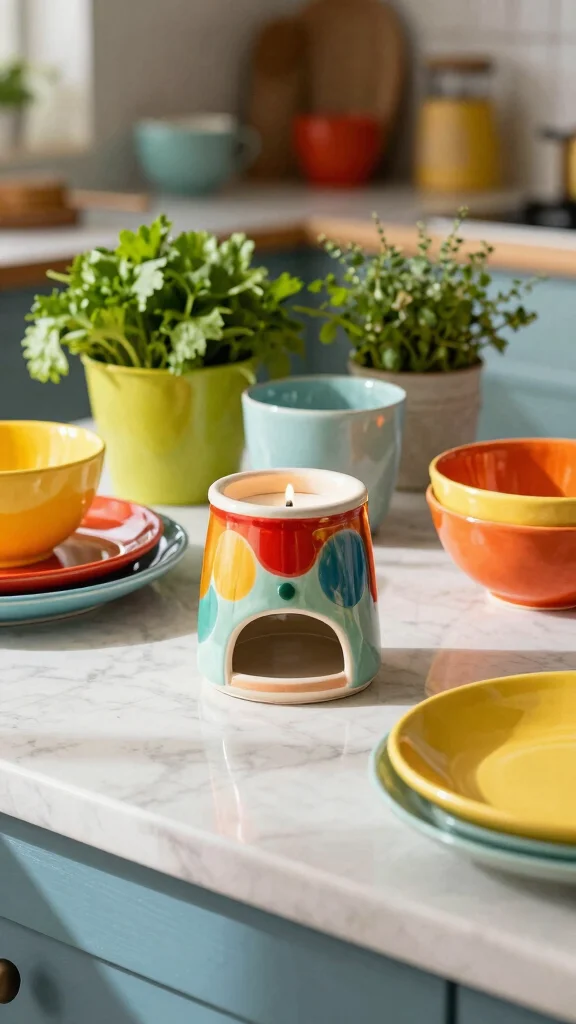 13 Candle Warmer Decor Ideas for Every Room Season and Style - 3. Colorful Accents in the Kitchen 1