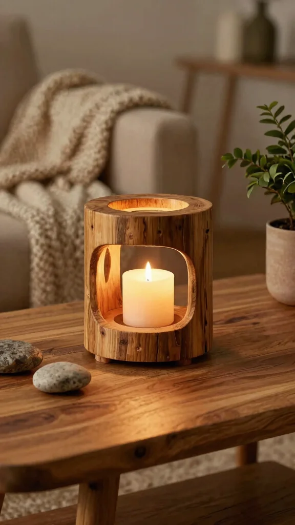 13 Candle Warmer Ideas for Living Rooms, Bedrooms, Kitchens, and Beyond - 2. Rustic Wooden Candle Warmers 1