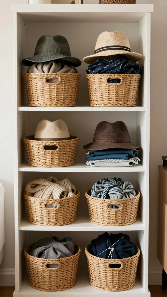 13 Closet Basket Ideas for Organized Shelves Shoes and Accessories - 12. Open-Top Baskets for Quick Access 1