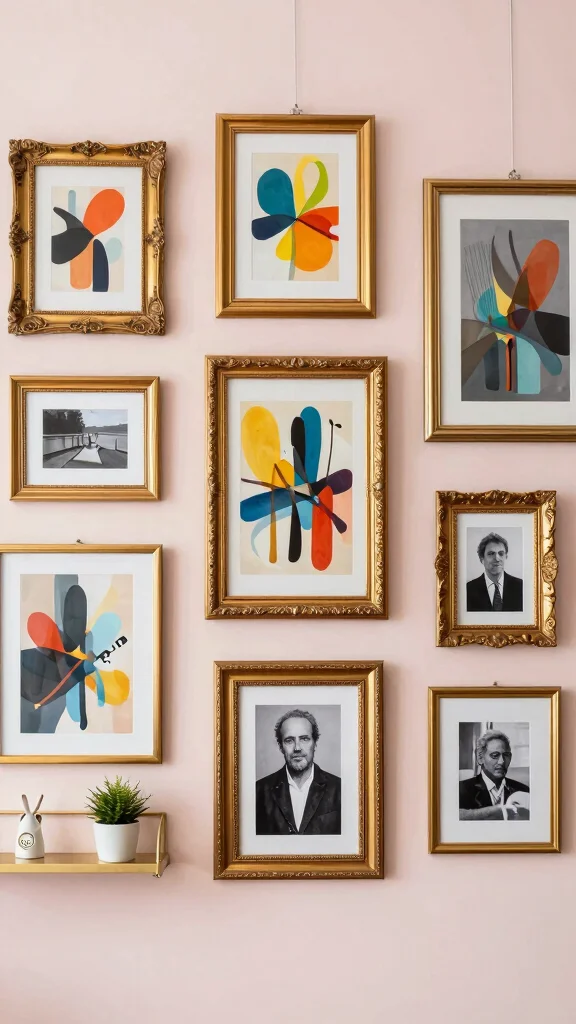 13 Gold Picture Frame Ideas for a Glamorous Polished Wall Display - 1. Gallery Wall with Mixed Frame Styles 1