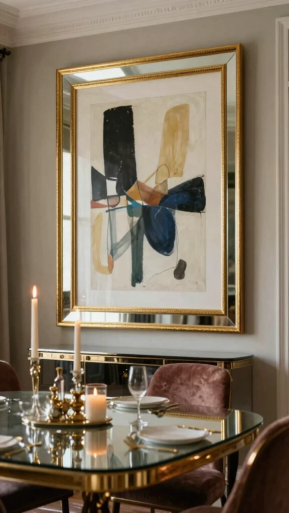 13 Gold Picture Frame Ideas for a Glamorous Polished Wall Display - 11. Gold Frames with Glass and Mirrored Accents 1