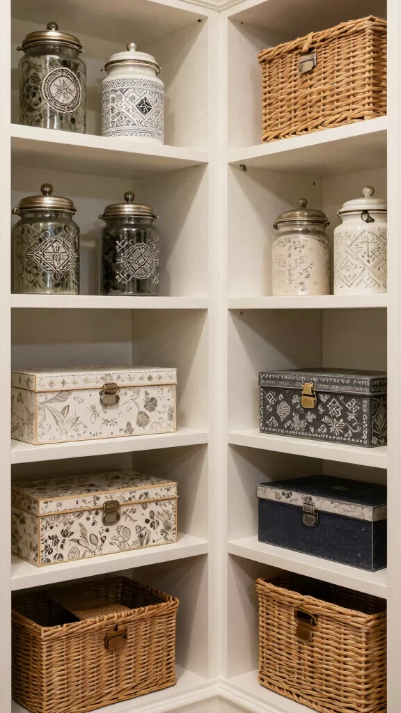 13 Pantry Basket Ideas for an Organized Beautiful Food Storage Space - 11. Decorative Storage Solutions 1