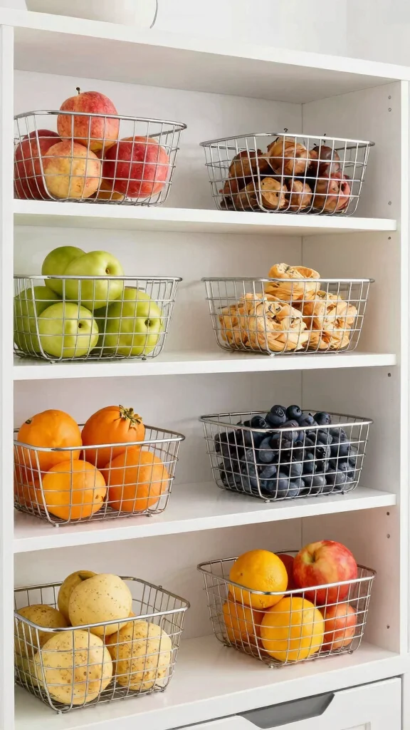 13 Pantry Basket Ideas for an Organized Beautiful Food Storage Space - 3. Metal Wire Baskets 1