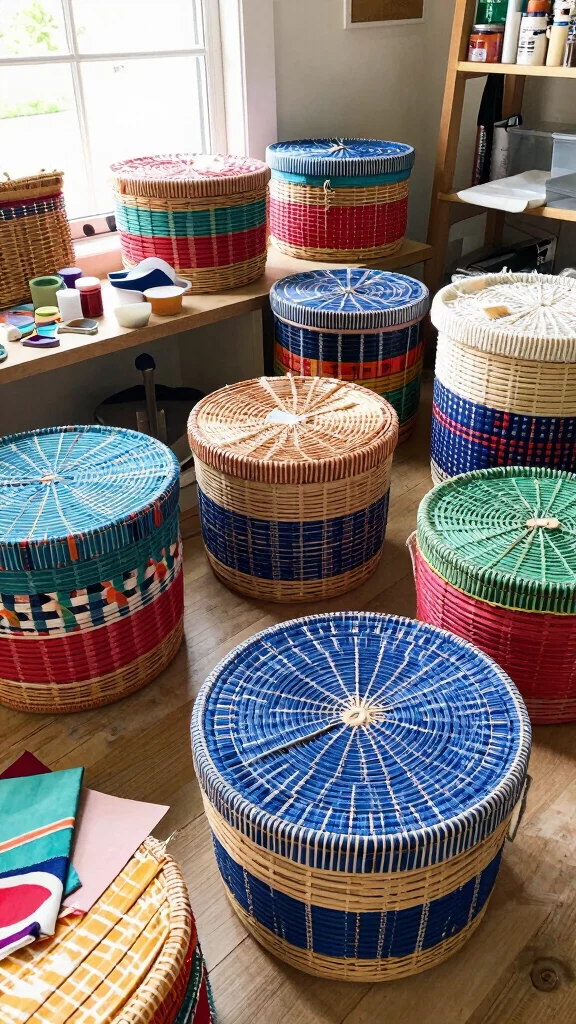 13 Storage Basket With Lid Ideas for a Tidy Hidden-Away Look - 11. DIY Upcycled Baskets 1