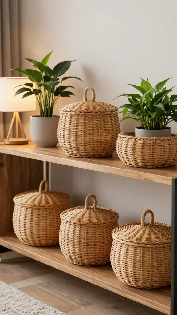 13 Storage Basket With Lid Ideas for a Tidy Hidden-Away Look - 4. Stylish Rattan Baskets 1