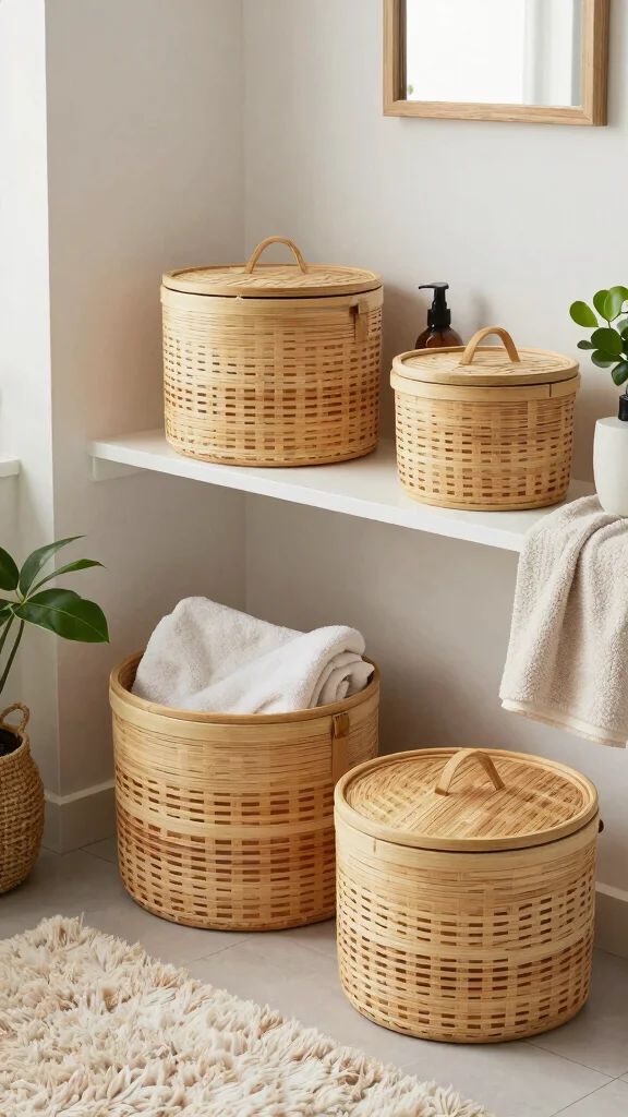 13 Storage Basket With Lid Ideas for a Tidy Hidden-Away Look - 8. Eco-Friendly Bamboo Baskets 1