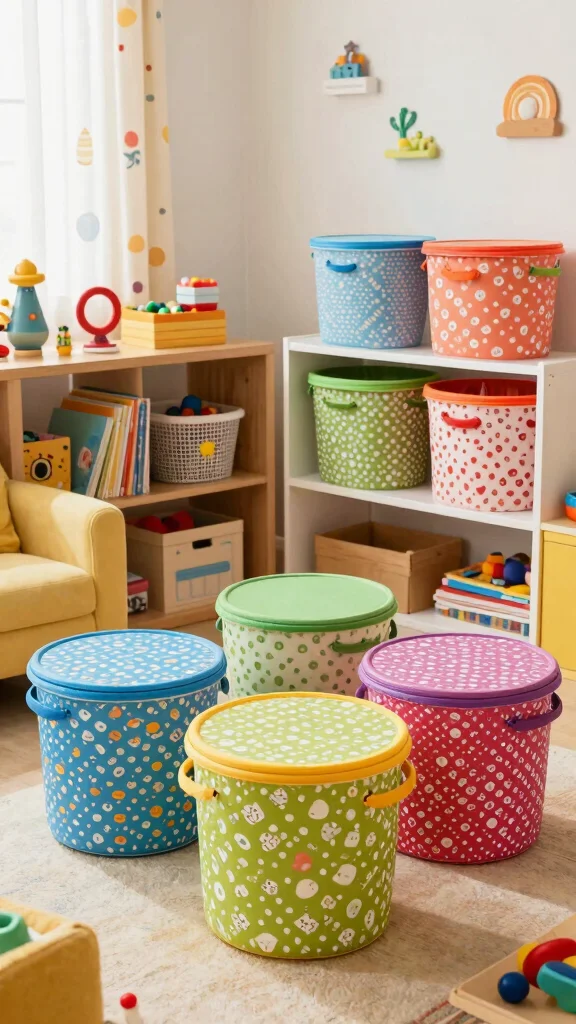 13 Storage Basket With Lid Ideas for a Tidy Hidden-Away Look - 9. Colorful Storage Baskets 1
