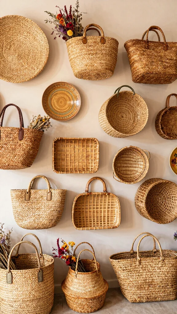 13 Wall Basket Decor Ideas That Turn Storage Into Artwork - 1. Eclectic Mix: Layers of Texture 1