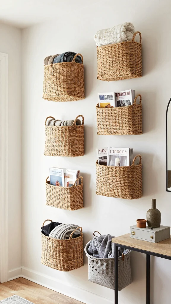 13 Wall Basket Decor Ideas That Turn Storage Into Artwork - 6. Functional Storage Solutions 1