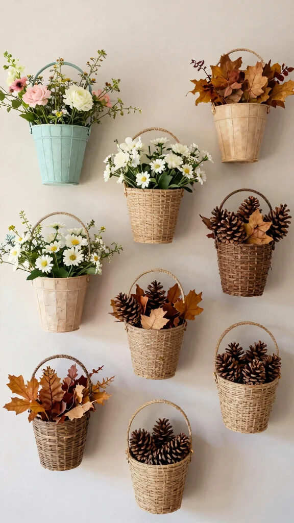 13 Wall Basket Decor Ideas That Turn Storage Into Artwork - 7. Seasonal Decor Swaps 1