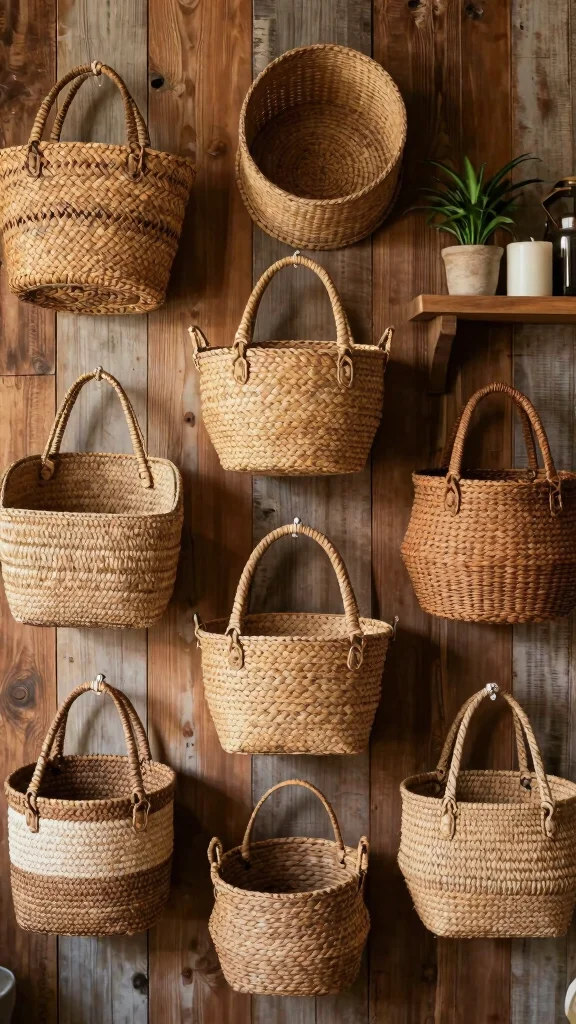 13 Wall Basket Ideas for Decorative Space-Saving Display - 12. Rustic Charm 1
