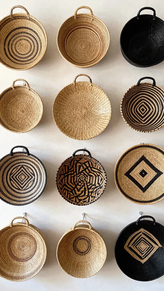 13 Wall Basket Ideas for Decorative Space-Saving Display - 5. Geometric Patterns 1