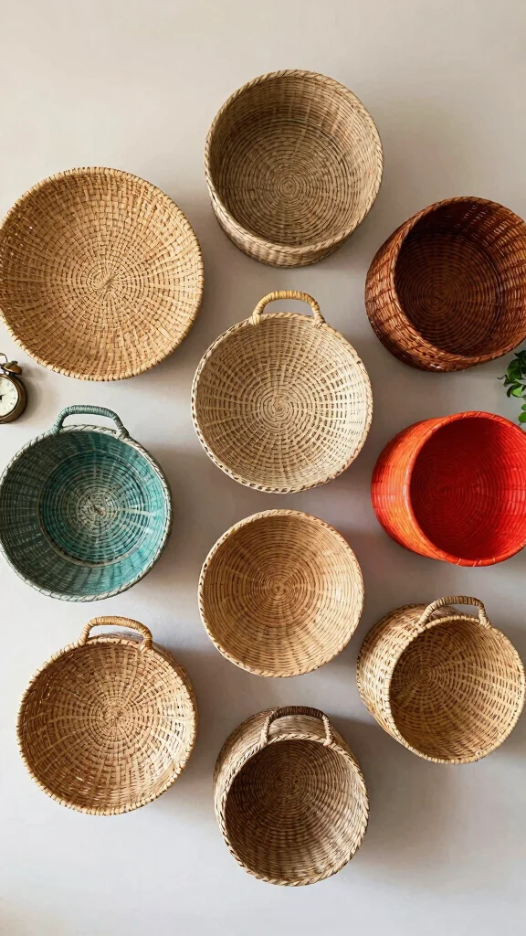 13 Wall Basket Ideas for Decorative Space-Saving Display - 9. Mixing Styles 1