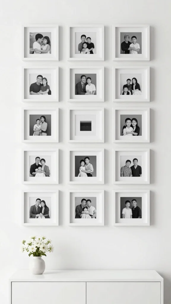 13 White Picture Frame Ideas for a Clean Bright Minimal Wall Display - 1. Classic Grid Layout 1