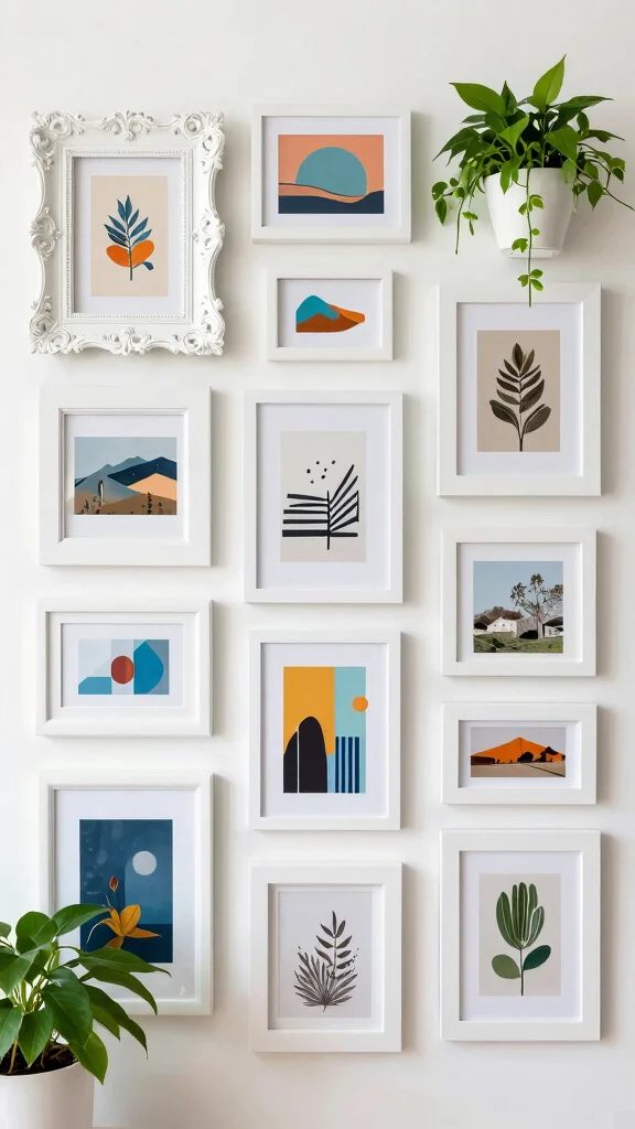 13 White Picture Frame Ideas for a Clean Bright Minimal Wall Display - 2. Mixing Frame Styles 1
