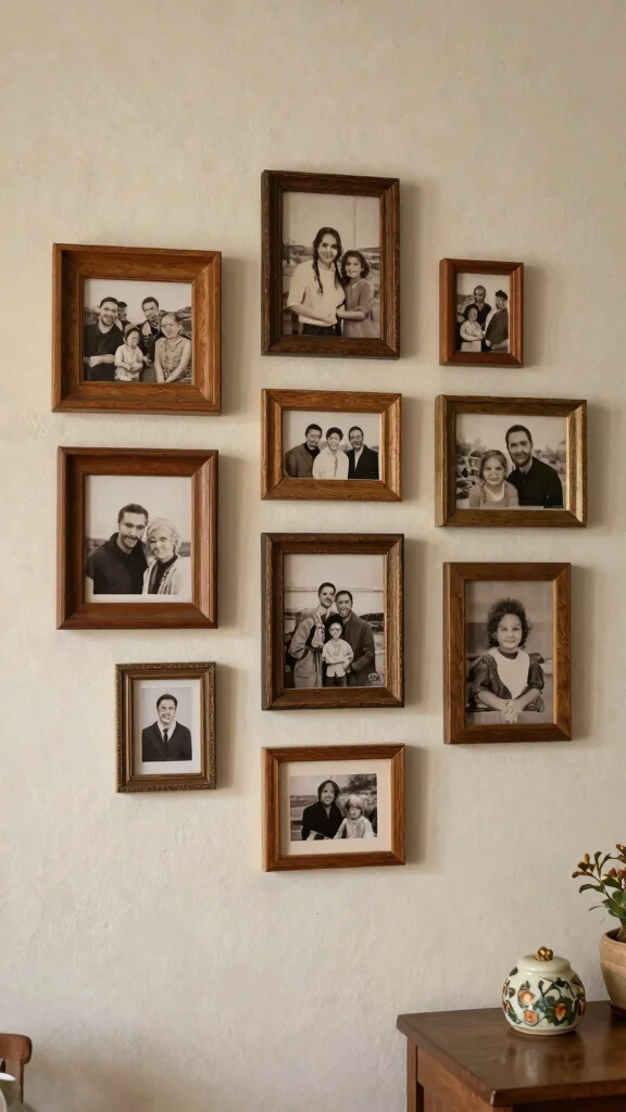 13 Wooden Picture Frame Ideas for a Warm Natural Wall Display - 10. Rustic Frame Collage 1