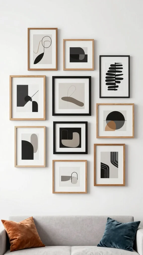 13 Wooden Picture Frame Ideas for a Warm Natural Wall Display - 7. Geometric Wooden Frames 1
