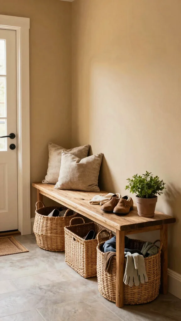 13 Woven Basket Ideas for Storage and Decor That Add Natural Texture - 1. Chic Entryway Storage 1