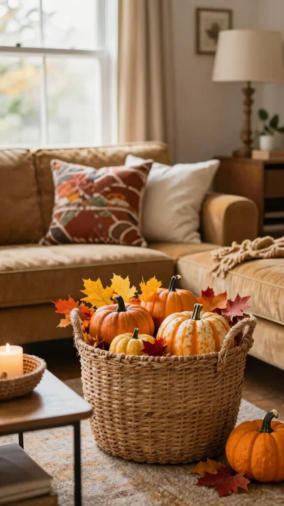 13 Woven Basket Ideas for Storage and Decor That Add Natural Texture - 12. Seasonal Decor with Baskets 1