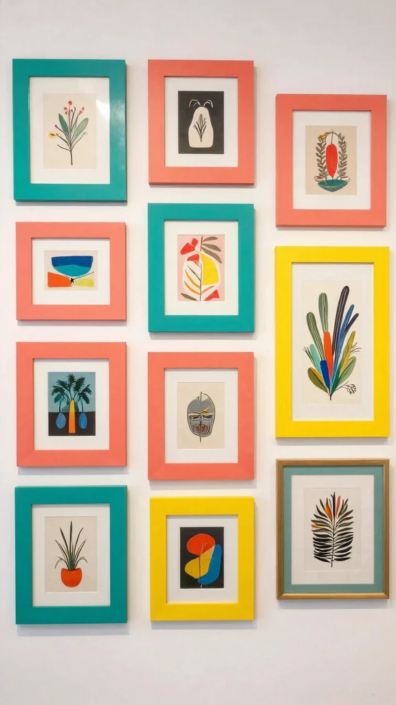 14 Picture Frame Wall Ideas for a Gallery Grid or Curated Display - 8. Bold Color Blocks 1
