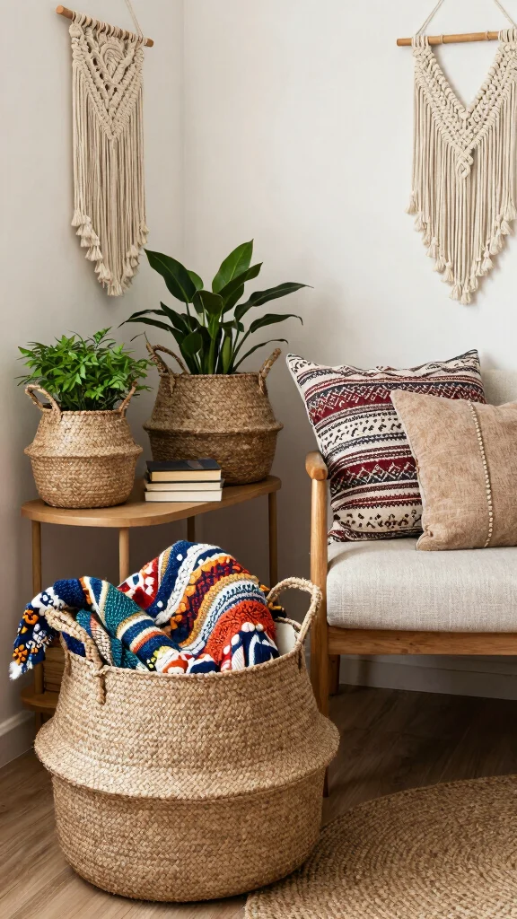 14 Storage Basket Ideas for Every Room Style and Clutter Problem - 2. Jute Baskets for a Bohemian Touch 1