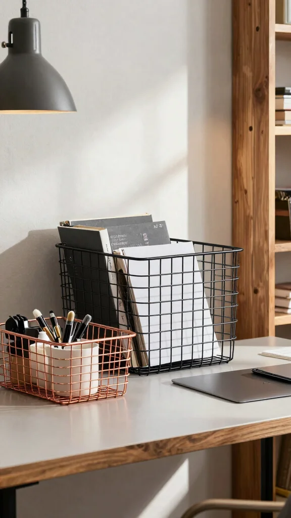 14 Storage Basket Ideas for Every Room Style and Clutter Problem - 7. Metal Baskets for Industrial Chic 1