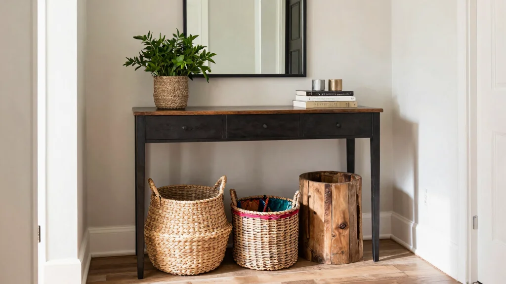 12 Under Console Table Basket Ideas for an Organized Entryway - marketfurniture.blog