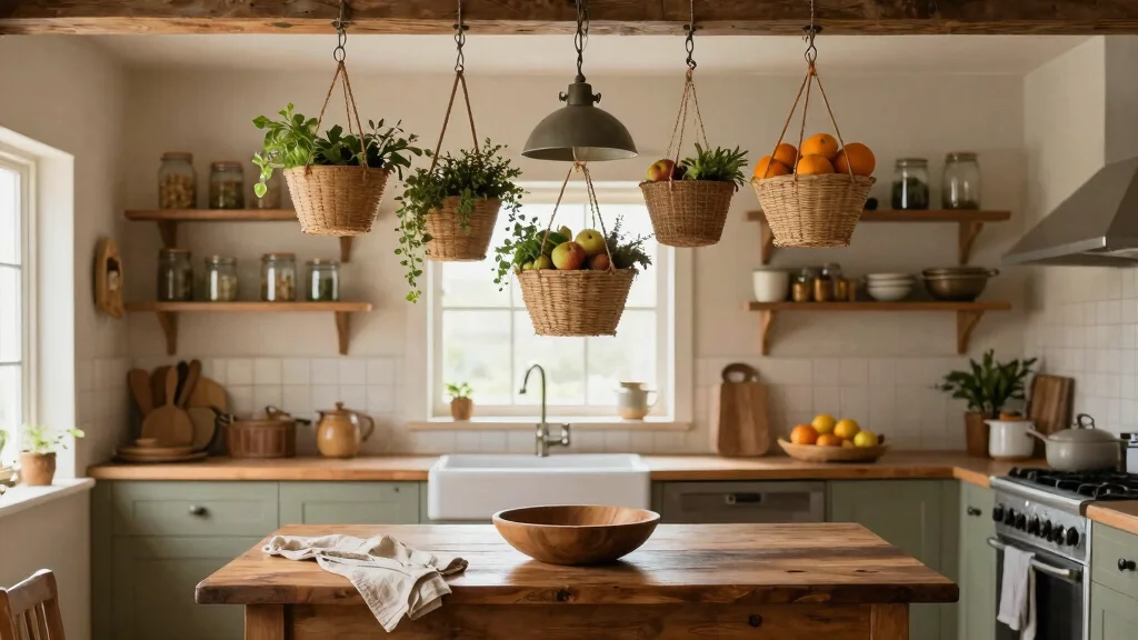 11 Hanging Ceiling Basket Ideas for the Kitchen for a Rustic Display - marketfurniture.blog